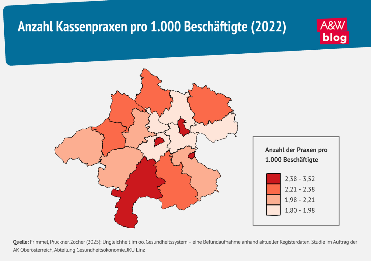 Grafik: Anzahl Kassenpraxen pro 1.000 Beschäftigte © A&W Blog