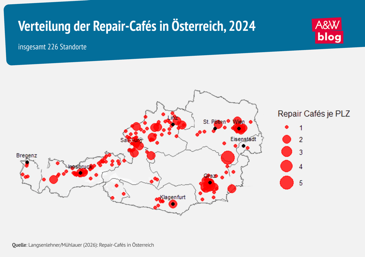 Grafik: Verteilung der Repair-Caf&eacute;s in &Ouml;sterreich &copy; A&W Blog