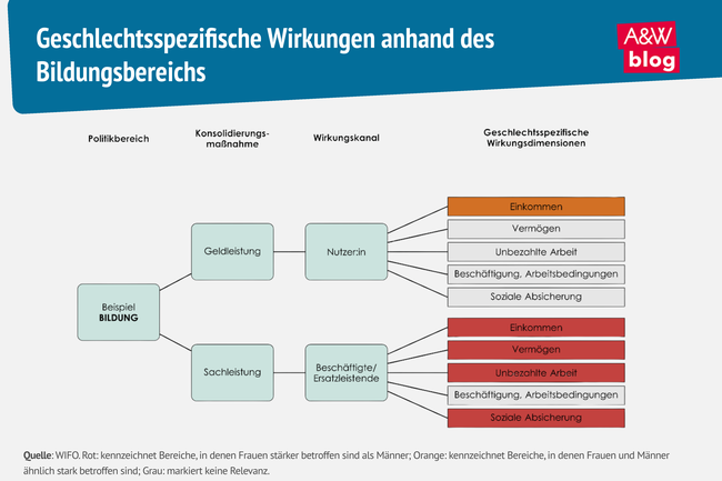 Grafik: Geschlechtsspezifische Wirkungen anhand des Bildungsbereichs &copy; A&W Blog
