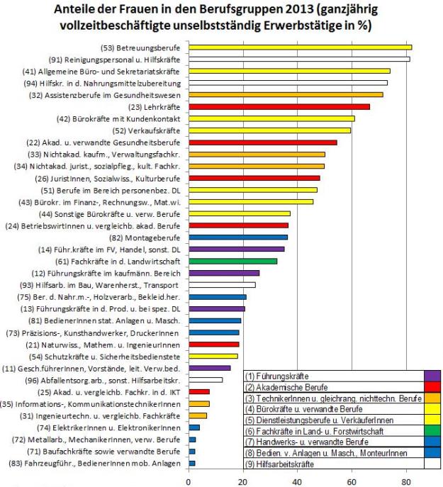geschlechtsbezogene berufliche Segregation 2013